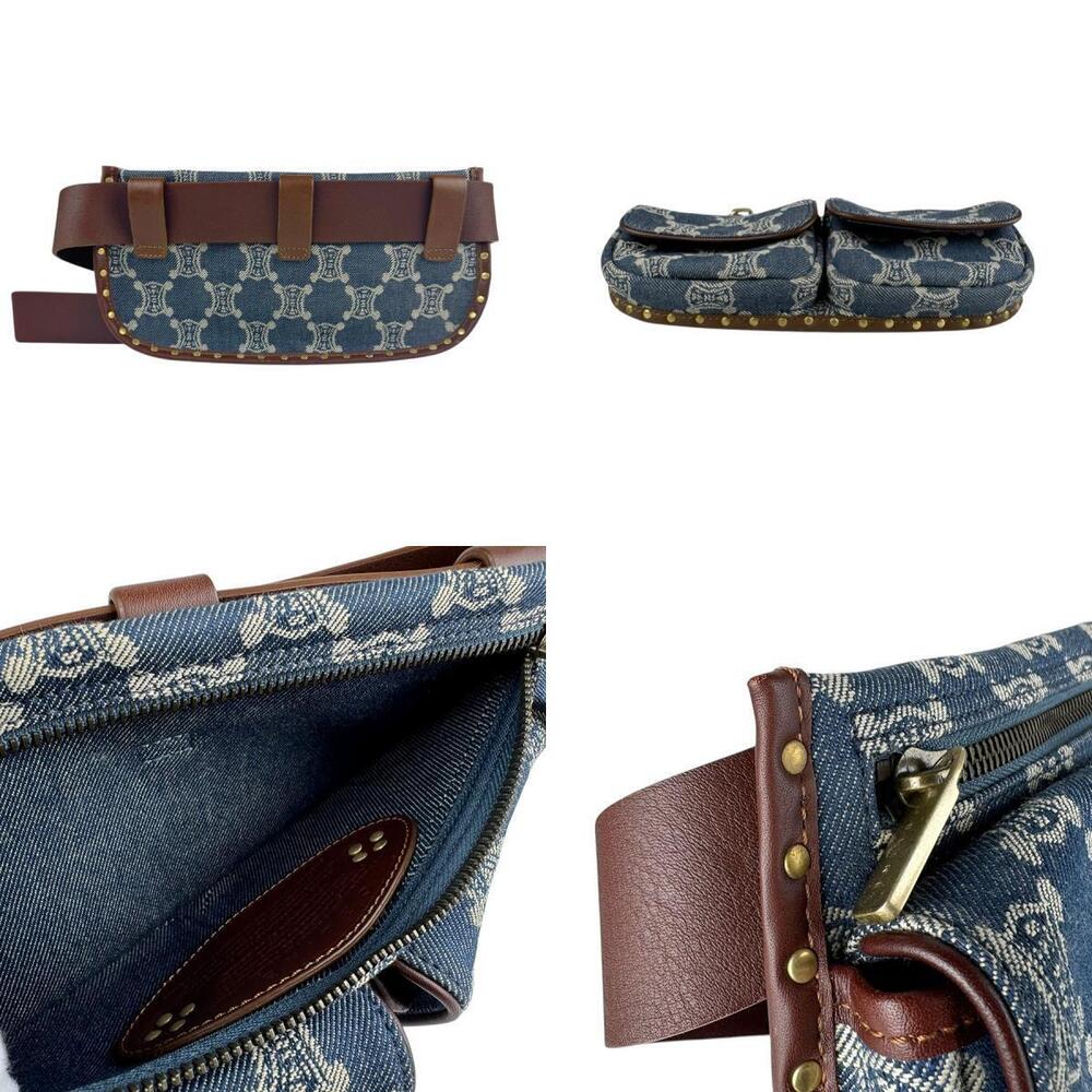 Celine Paris Macadam Waist Bag Denim Leather Blue Brown - Picture 3 of 4